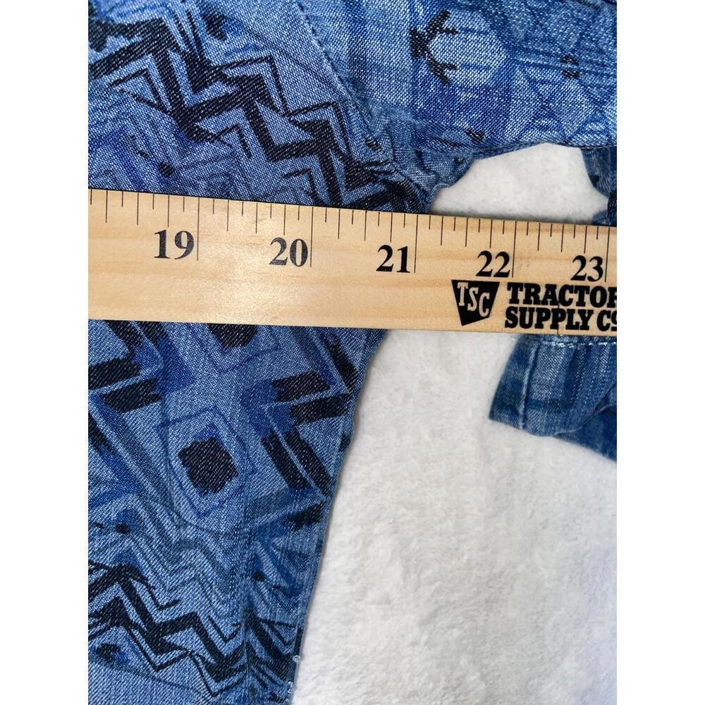 Philosophy Womens Dress Tunic Sz Large Aztec Chambray Western Boho Streetwear - Picture 5 of 12